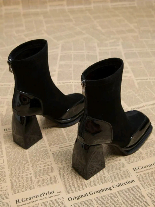 بوت زنانه پاشنه پهن پنجه مربعی